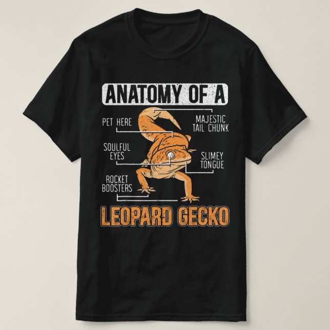 Anatomi hos en leopard Gecko Älskare Lizard Animal T Shirt (Design framsida)