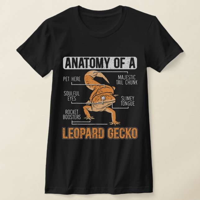 Anatomi hos en leopard Gecko Älskare Lizard Animal T Shirt (Laydown)