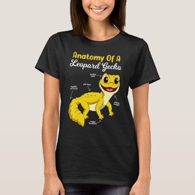 Anatomi hos en leopard Gecko Tiny Dinosaur som säl T Shirt (Framsida)