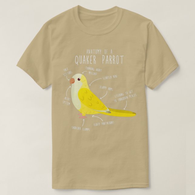 Anatomi hos en Lutino Quaker Parrot T Shirt (Design framsida)