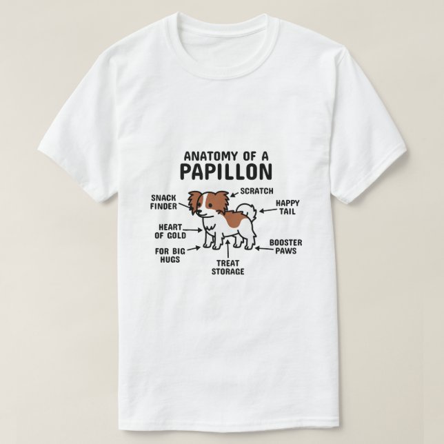 Anatomi hos en papillon Hund 2 T Shirt (Design framsida)