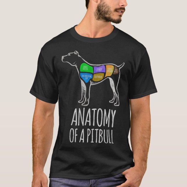 Anatomi hos en Pit Bull-fond för Hundälskare T Shirt (Framsida)