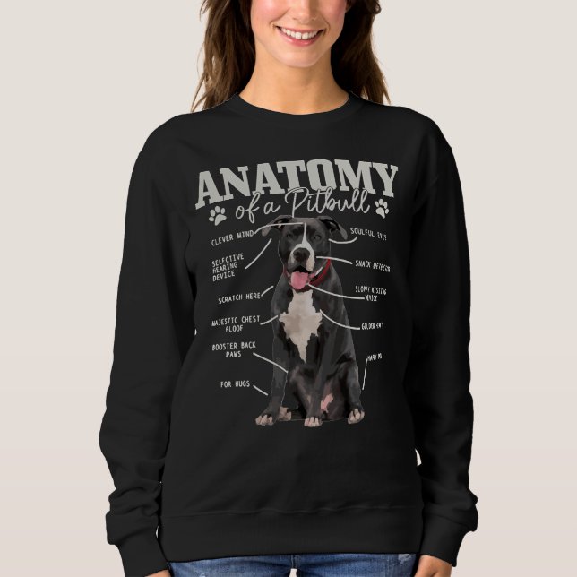Anatomi hos en Pitbull Hund Funny Cute Pitbull Mam T Shirt (Framsida)