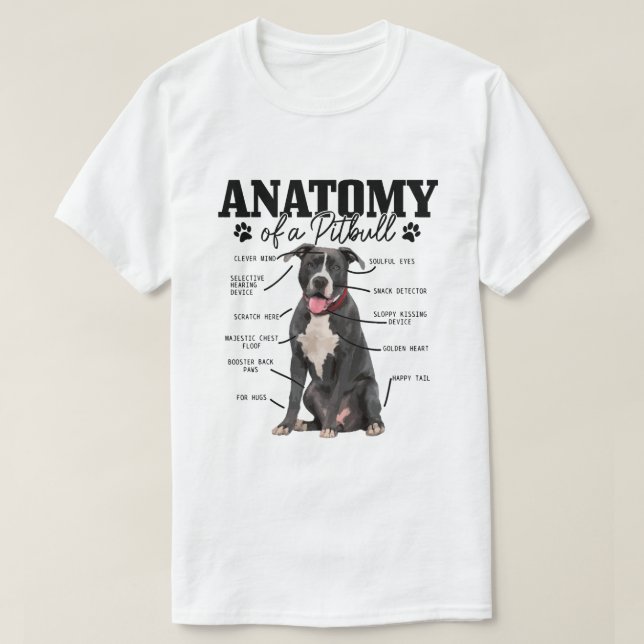 Anatomi hos en Pitbull Hund Funny Cute Pitbull Mam T Shirt (Design framsida)