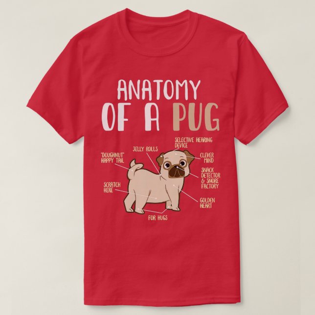 Anatomi hos en Pug-frön Hund Pet Hound Älskare Pun T Shirt (Design framsida)