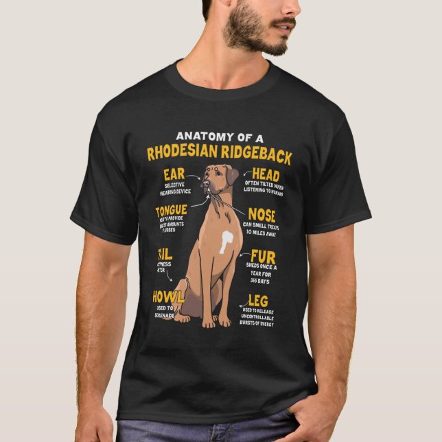 Anatomi hos en rodesisk återgång till Hund T Shirt (Framsida)