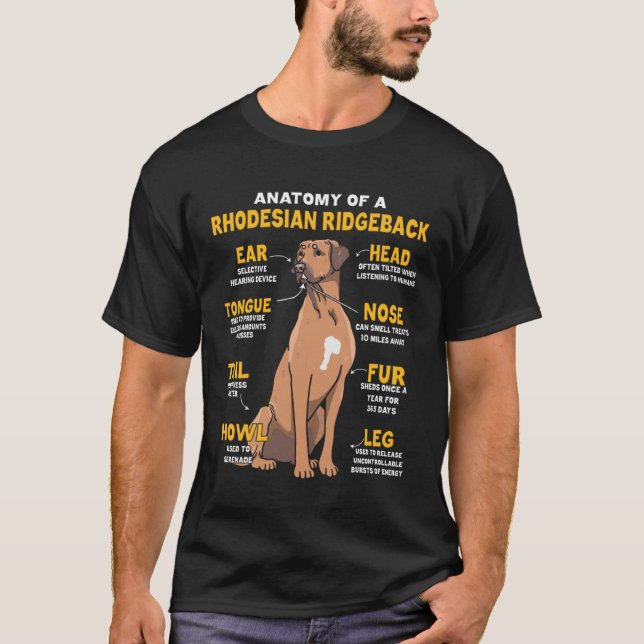 Anatomi hos en rodesisk återgång till Hund T Shirt (Framsida)