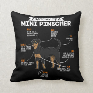 Anatomi hos en Rolig hund gåva av Mini Pinscher- Kudde