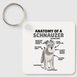 Anatomi hos en Schnauzer Cute Hund Puppy Nyckelring