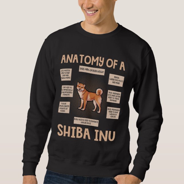Anatomi hos en Shiba Inu Funny Puppy Gift Lång Ärmad Tröja (Framsida)