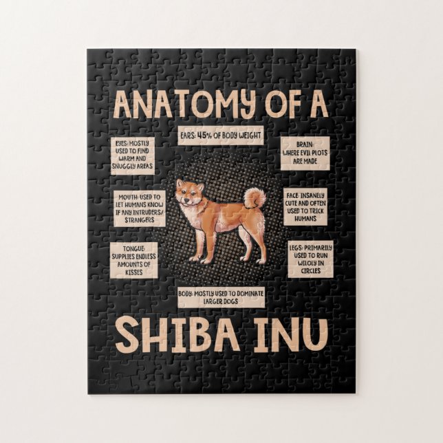Anatomi hos en Shiba Inu Funny Puppy Gift Pussel (Vertikal)