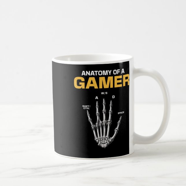 Anatomi hos en spelspelare Skeleton Hand Funny Vid Kaffemugg (Höger)