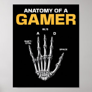 Anatomi hos en spelspelare Skeleton Hand Funny Vid Poster