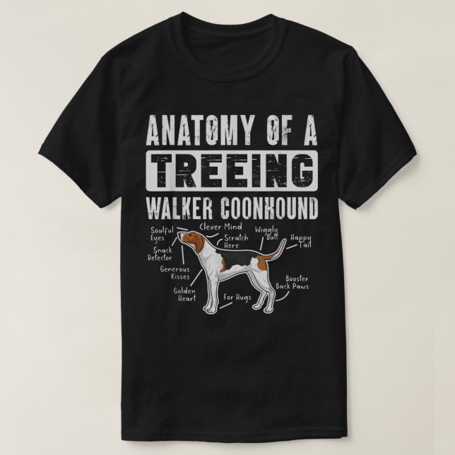 Anatomi hos en Treeing Walker Coonhound T Shirt (Design framsida)