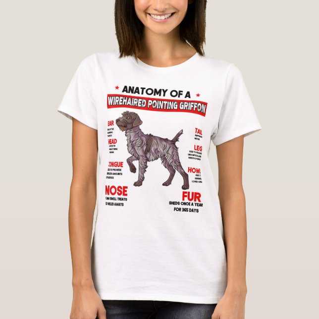 Anatomi hos en vidsträckt griffon Hund T Shi T Shirt (Framsida)