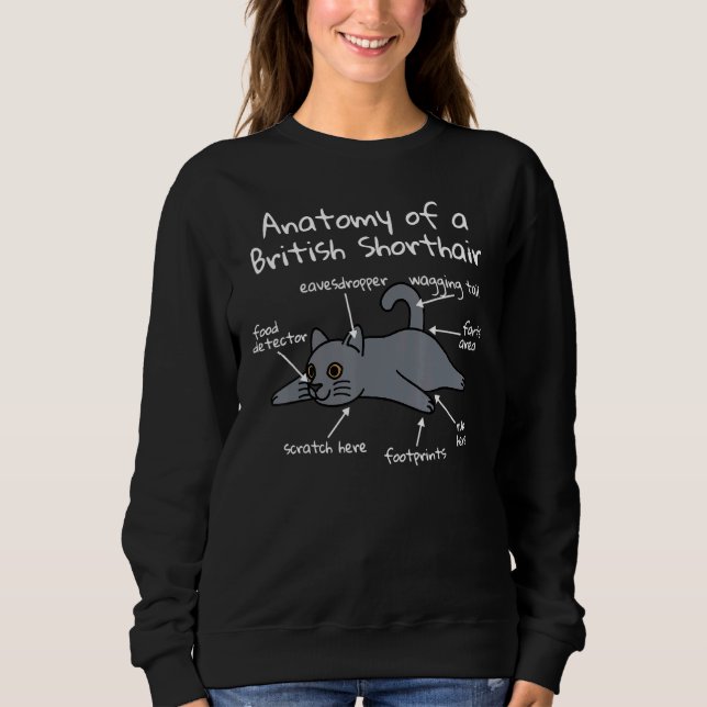Anatomi hos ett brittiskt Shorthair Cat Pet T Shirt (Framsida)
