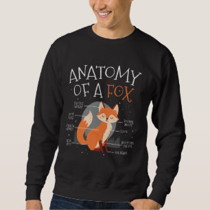 Anatomi hos ett Fox Cute Fox-skogsdjur Lång Ärmad Tröja