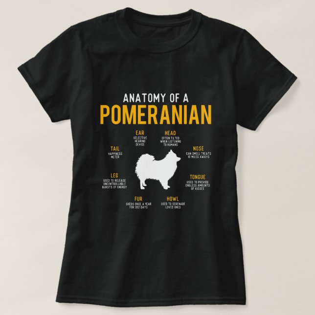 Anatomi hos Pommern Hundägare-valpen T Shirt (Design framsida)