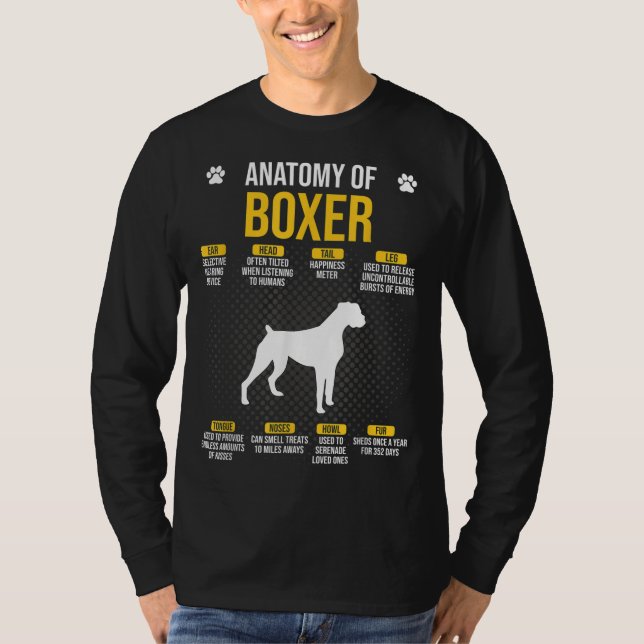 Anatomi i Boxer Hund älskare T Shirt (Framsida)