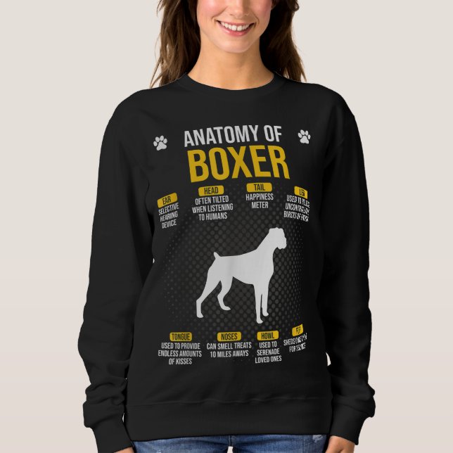 Anatomi i Boxer Hund älskare T Shirt (Framsida)