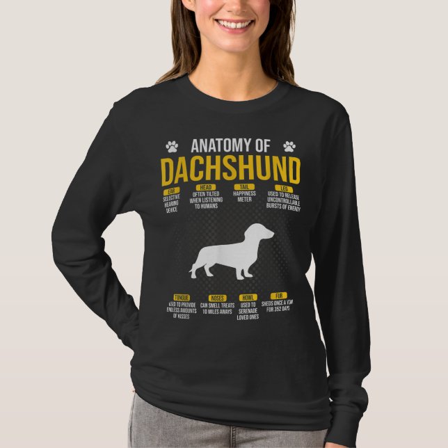 Anatomi i Dachshund Hund älskare T Shirt (Framsida)