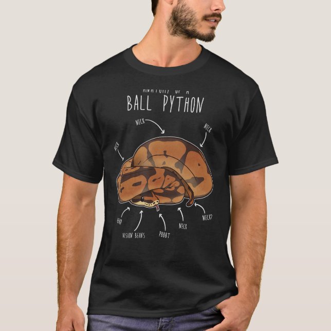 Anatomi i en Boll-python, en flott Pet Reptile-orm T Shirt (Framsida)