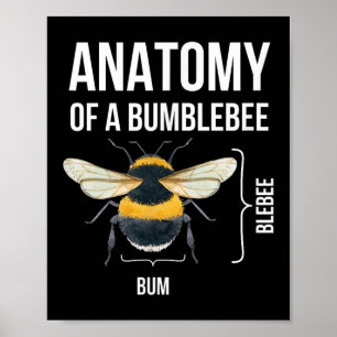 Anatomi i en Bumblebee Funny Sarcastic Humor-citat Poster
