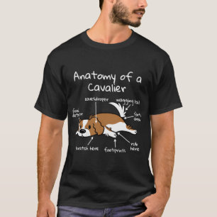 Anatomi i en Cavalier Kung Charles Spain Hund T Shirt