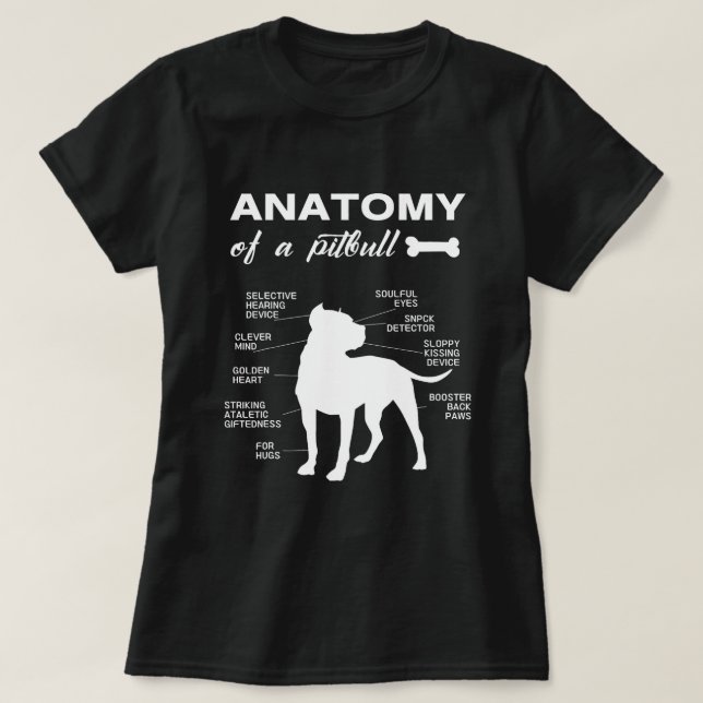 Anatomi i en Pitbull Hund älskare Pit Bull Owner-f T Shirt (Design framsida)