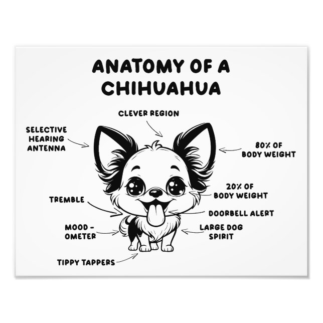 Anatomi i en Rolig hund utskrift av Chihuahua Fototryck (Framsidan)