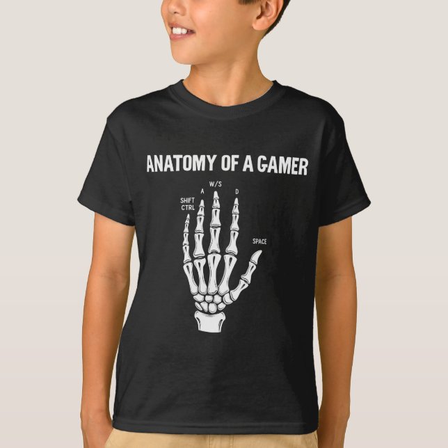 Anatomi i en spelskeletonhand t shirt (Framsida)