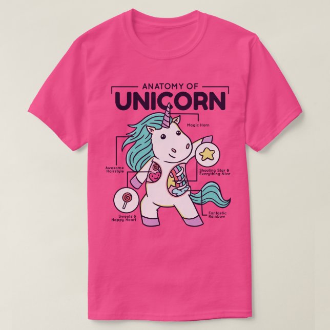 Anatomi i för barn Unicorn Cute Unicorn T Shirt (Design framsida)