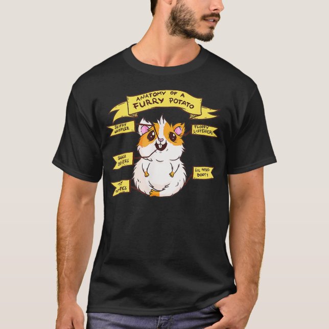 Anatomi i Håriget Potato Funny Guinea Gris Älskare T Shirt (Framsida)