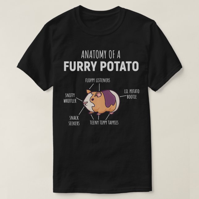 Anatomi i Håriget Potato Guinea Gris Älskare gift  T Shirt (Design framsida)
