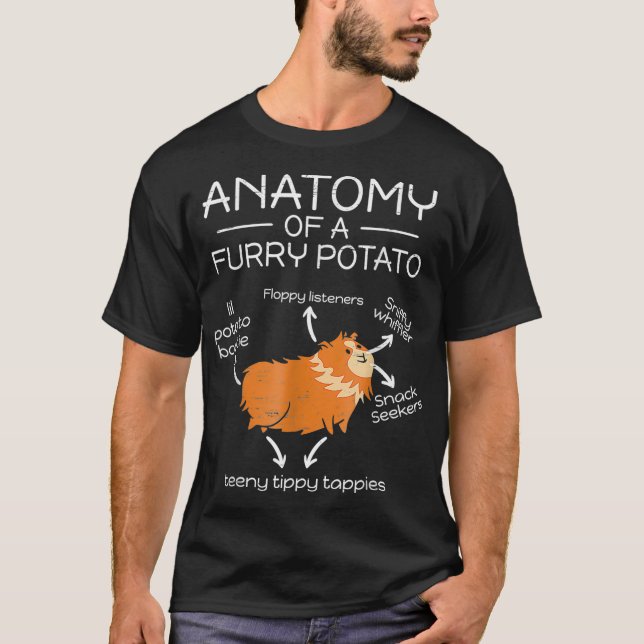 Anatomi i Håriget Potato Guinea Gris Rodent Wheel T Shirt (Framsida)