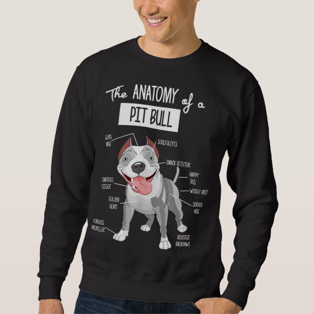 Anatomi i Pitbull Hund älskare Lång Ärmad Tröja (Framsida)