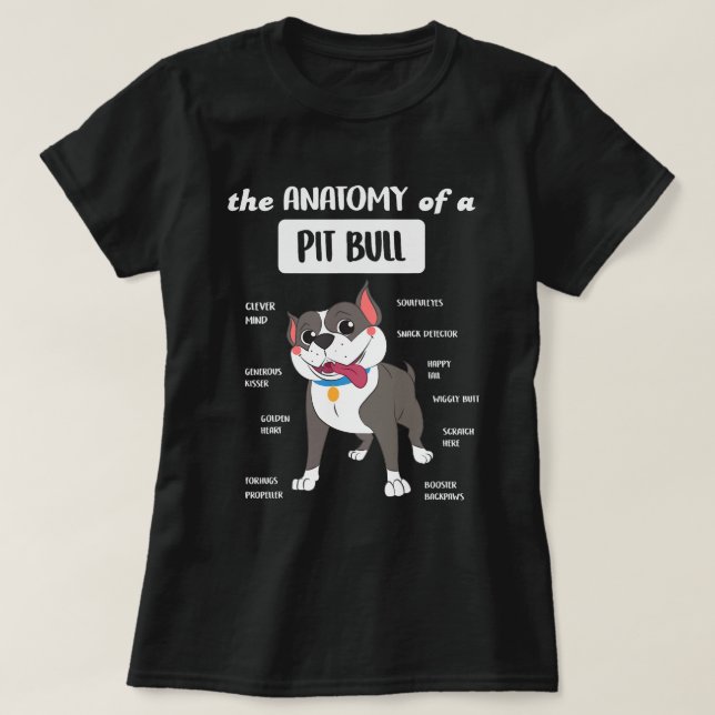 Anatomi i Pitbull Hund älskare T Shirt (Design framsida)