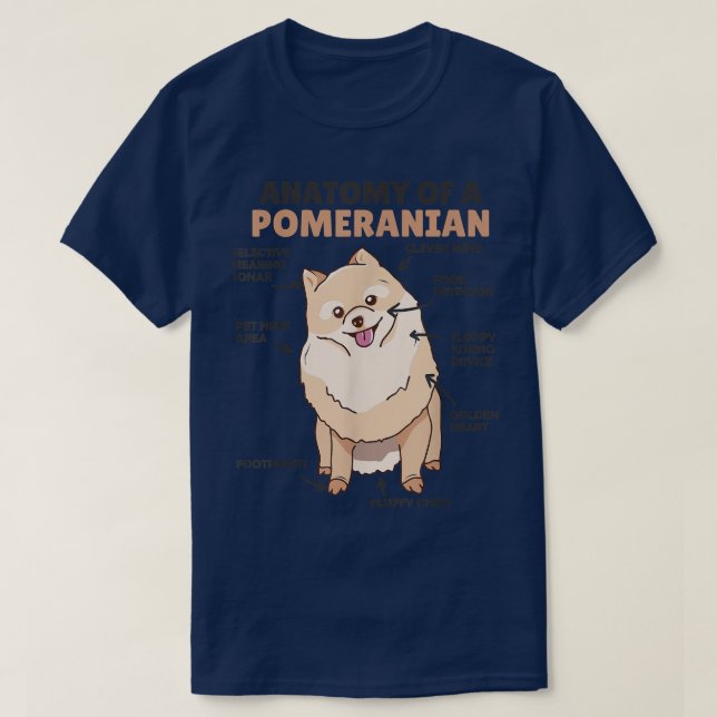 Anatomi i Pommern Cute Hundar, en fommansk pommern T Shirt (Design framsida)