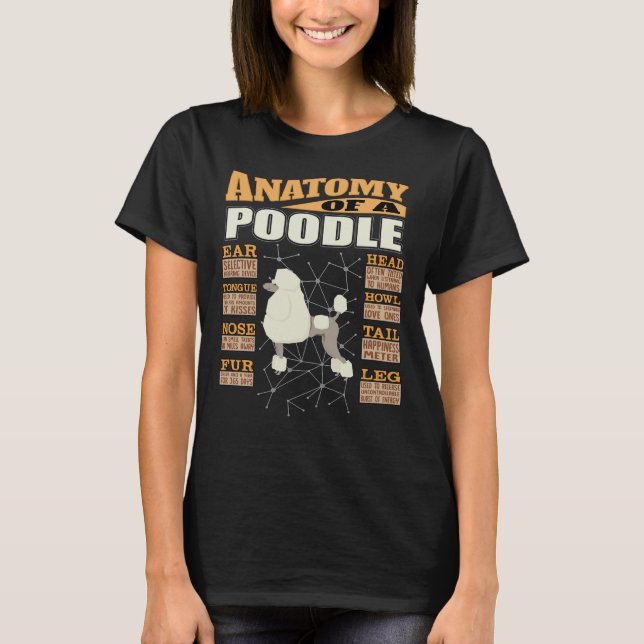 Anatomi i Pudel-konstruktionen Pudel-funny T Shirt (Framsida)