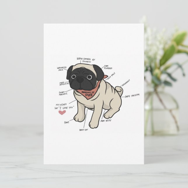 Anatomi i Pug Hund Chart Julkort (Stående Fram)