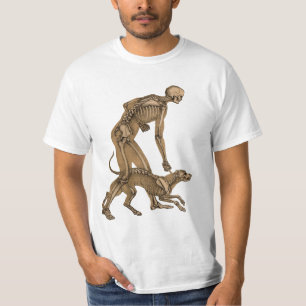 Anatomi konst av skelett, människa och hund t shirt