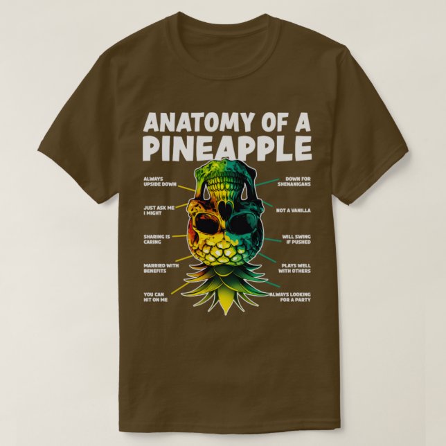 Anatomi på en ananas uppifrån och ned-ring av anan t shirt (Design framsida)