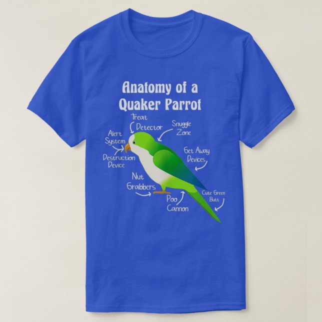 Anatomi Quaker Parrot Munk Parakeet T Shirt (Design framsida)