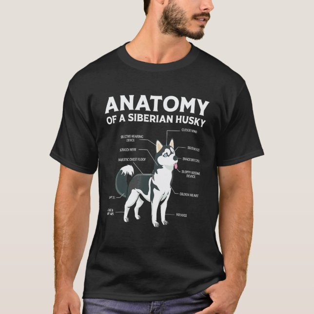 Anatomi Siberian Husky Hund T Shirt (Framsida)