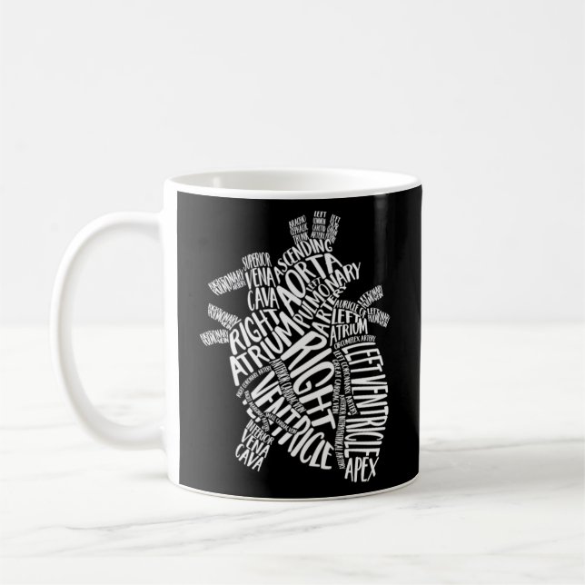 Anatomic Heart - typografi Hjärtkardiologi Kaffemugg (Vänster)