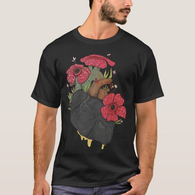 Anatomical Heart And Flowers  Men Women Cardiologi T Shirt (Framsida)