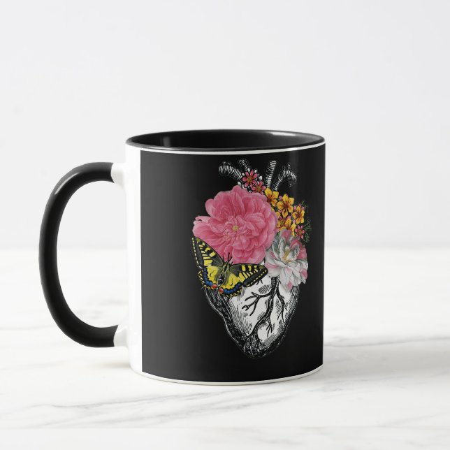 Anatomical Heart And Flowers Show Your Love Mugg (Vänster)