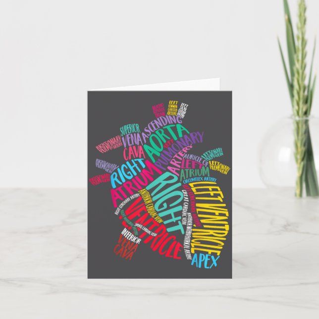 Anatomical Heart Design Cardiac Cardiovascular Icu Kort (Framsida)