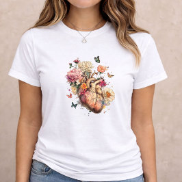 Anatomical Heart Floral Art T Shirt