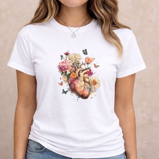 Anatomical Heart Floral Art T Shirt (Skapare uppladdad)